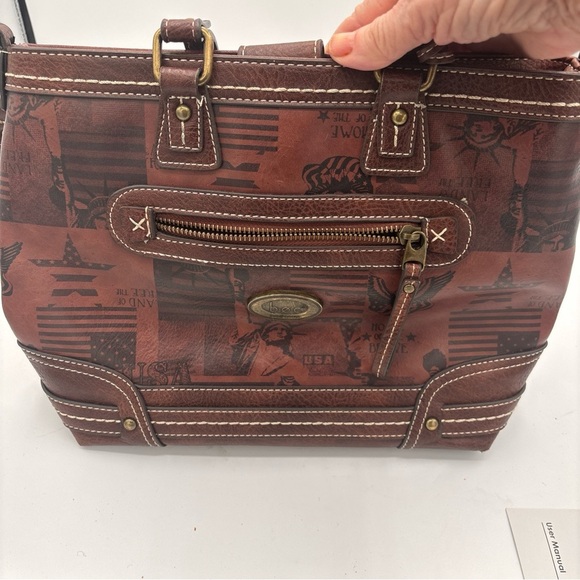 b.o.c.  LEATHER AMERICANA  BROWN LEATHER BAG HAND & SHOULDER STRAP MEDIUM - Picture 1 of 16